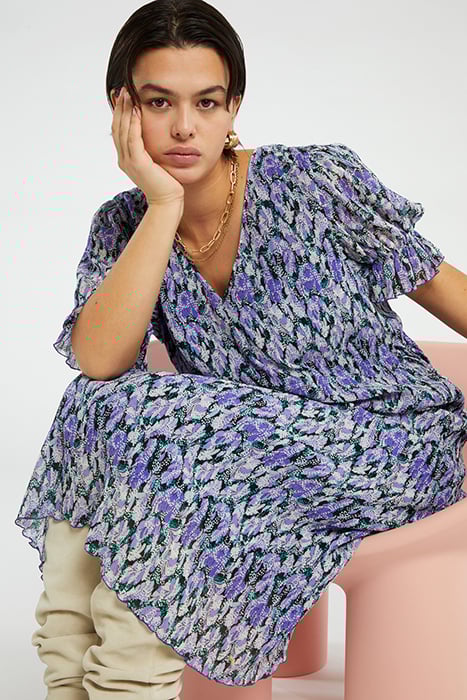 PAULINE DRESS POPPY PURPLE/CREAM W 4