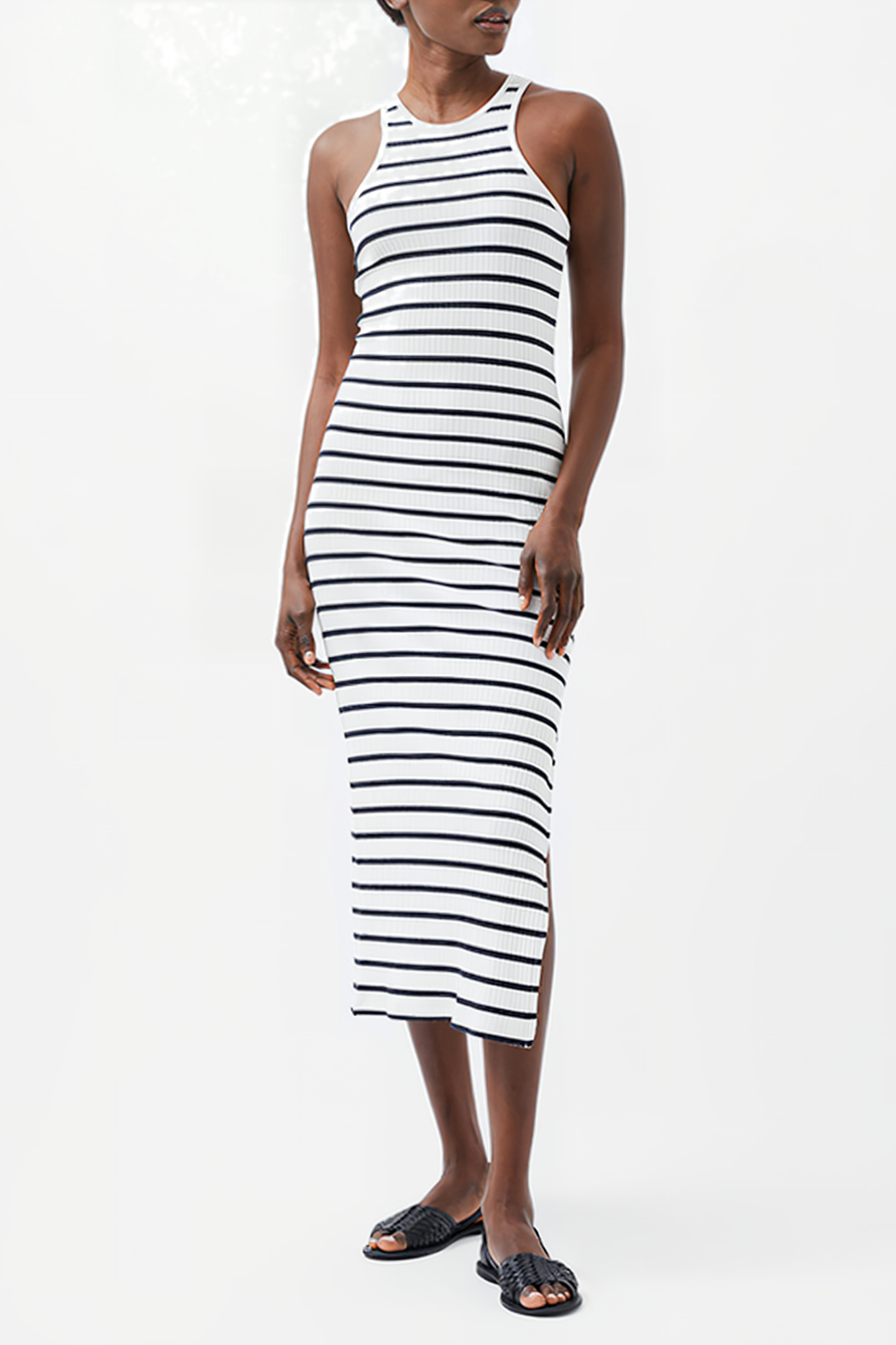 TOMMY RIB STRIPE RACER BK DRES WHITE 1