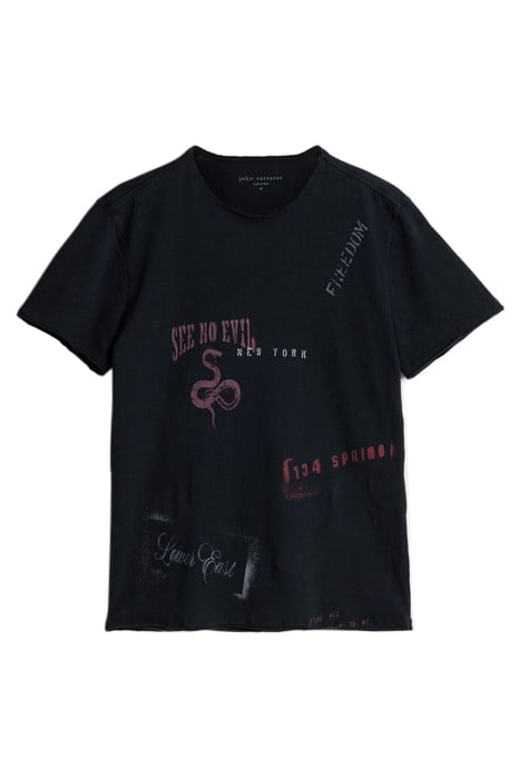 SS RAW EDGE TEE - STENCIL BLACK 2