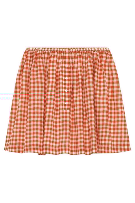 BUTTONED HIGH WAIST TRAPÈZE SKIRT VICHY ROUGE 4