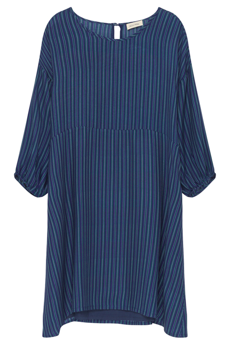 BOAT COLLAR PRINTED DRESS RAYURES BLEU VERT 4