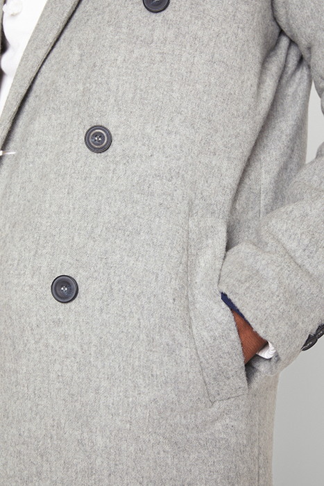 STRAIGHT LONG-SLEEVE DOUBLE-BREASTED COAT GRIS CHINE 5