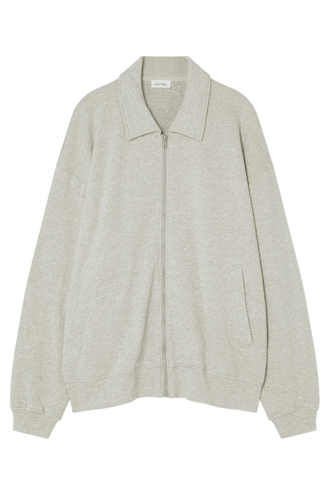 LONG-SLEEVE ZIP-NECK SWEATSHIRT GRIS CHINE 3