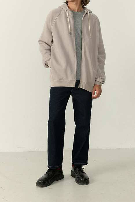 LONG-SLEEVES ZIPPED HOODIE TAUPE VINTAGE 3