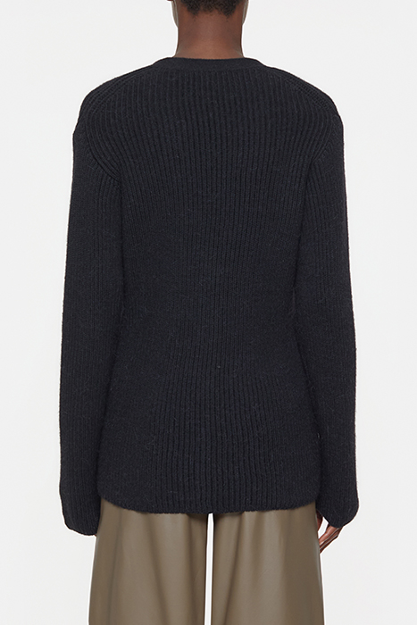 V CARDIGAN LONG SLEEVE KNITS BLACK 2