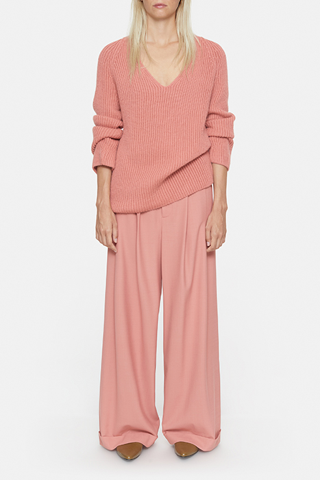 V NECK LONG SLEEVE KNITS ROSE DUST 3