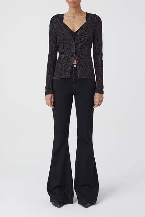 V CARDIGAN LONG SLEEVE KNITS BLACK 3