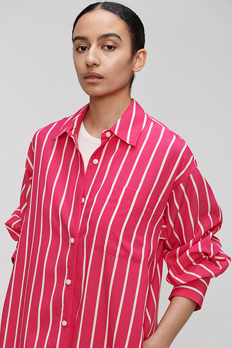 STRIPED SHIRTDRESS CARMINE ROSE 4
