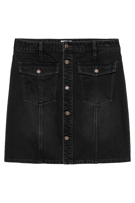 BUTTON UP DENIM SHORT SKIRT WASHED BLACK 4