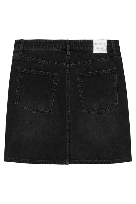 BUTTON UP DENIM SHORT SKIRT WASHED BLACK 5