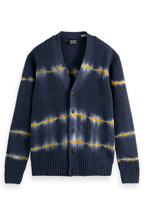 COTTON-BLEND TIE-DYED RIB KNIT CARDIGAN COMBO C 4