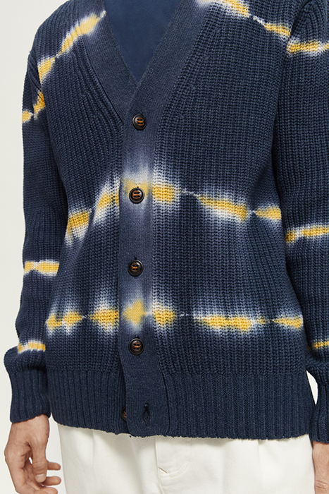 COTTON-BLEND TIE-DYED RIB KNIT CARDIGAN COMBO C 6