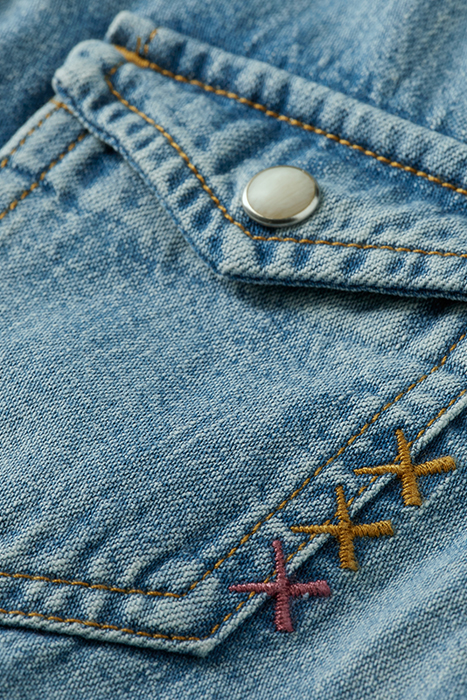 BOYS REWORKED AND CUSTOMIZED DENIM WESTERN SHIRT INDIGO 7