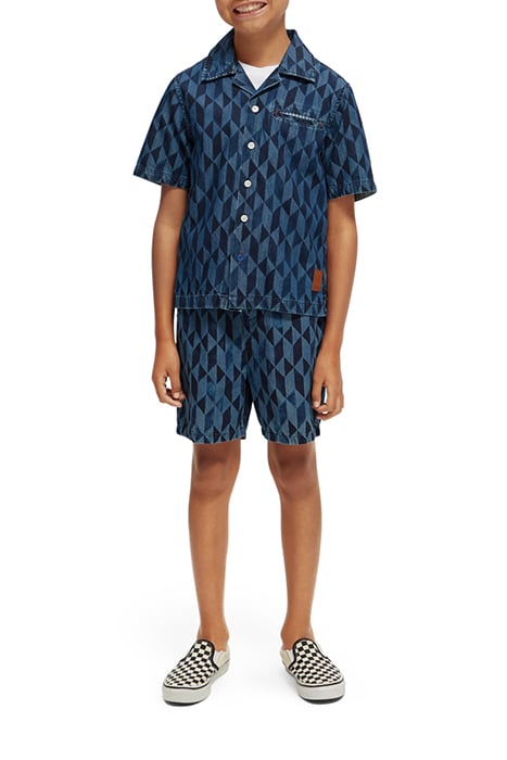 BOYS LIGHTWEIGHT DENIM ALL-OVER PRINTED SHORT-SLEEVED SHIRT 3