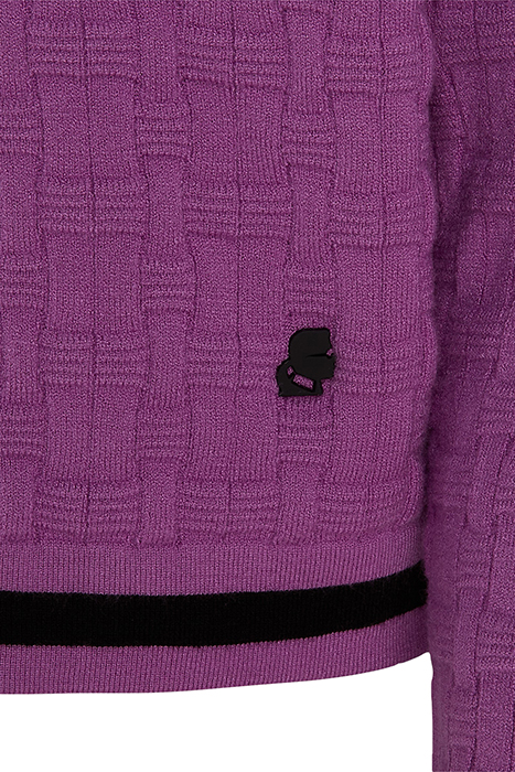 TEXTURED CLASSIC KNIT CARDIGAN IRIS ORCHID/BLACK 8