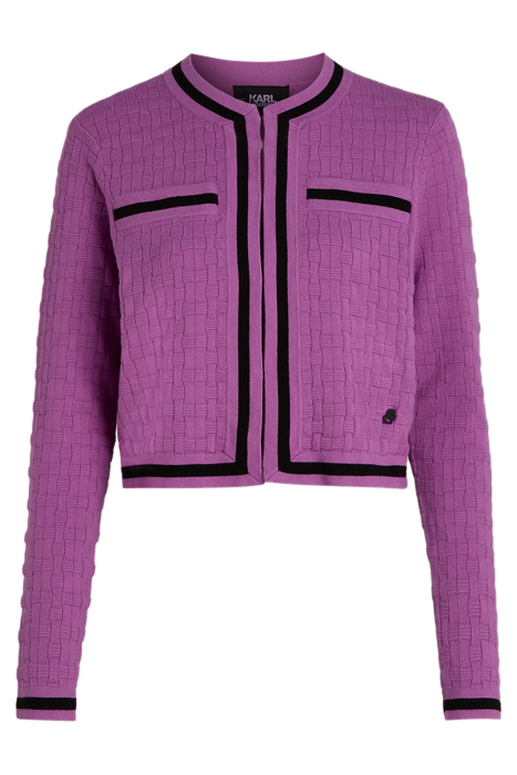 TEXTURED CLASSIC KNIT CARDIGAN IRIS ORCHID/BLACK 4