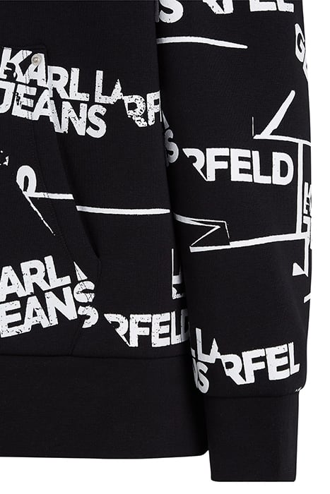 KLJ OVERSIZED AOP LOGO HOODIE BLACK WHITE 4