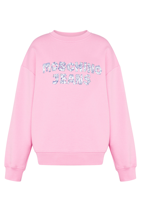 DENIM LOGO PRINT COTTON SWEATSHIRT PINK 3