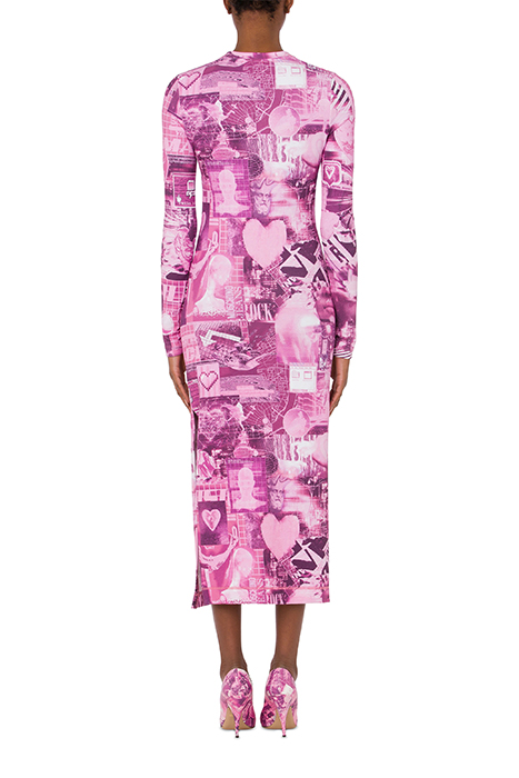 DIGITAL HEART LIGHTWEIGHT FLEECE DRESS PINK 2