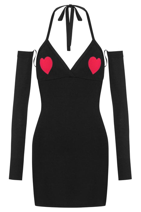 RED HEARTS STRETCH VISCOSE DRESS BLACK 3