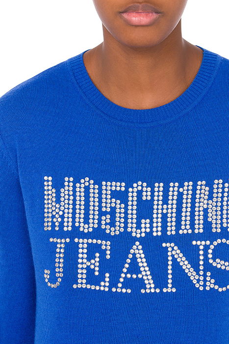 RHINESTONE LOGO WOOL BLEND SWEATER BLUE 4