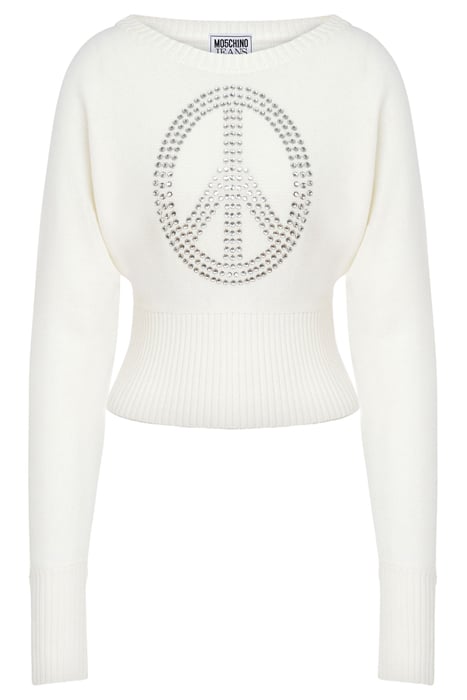 PEACE SYMBOL WOOL BLEND SWEATER WHITE 3