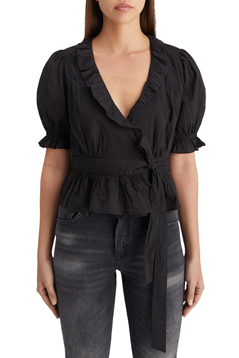 WRAP TOP WITH RUFFLE DETAIL EVENING BLACK 1
