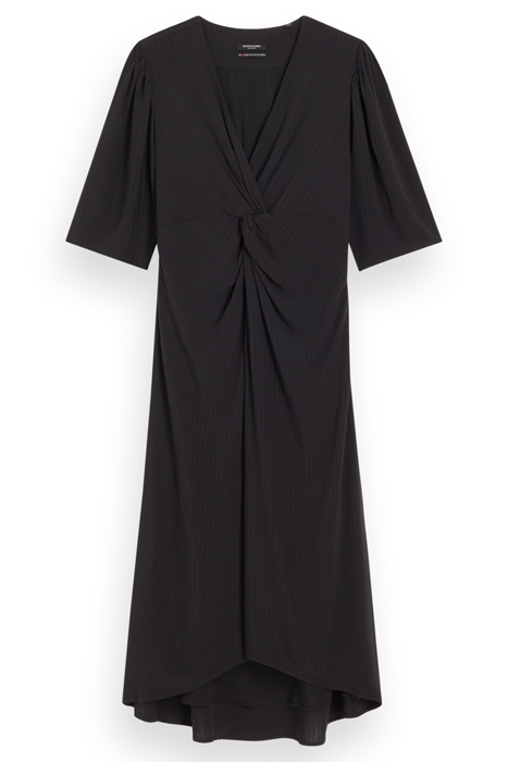 MIDI WRAP DRESS WITH KNOT DETAIL BLACK 1