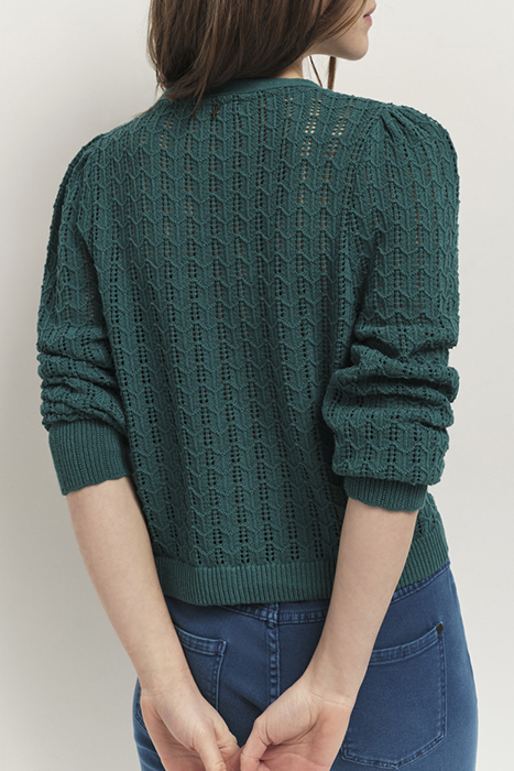 TARRY - CEDAR GREEN REVERSIBLE OPENWORK CARDIGAN 2