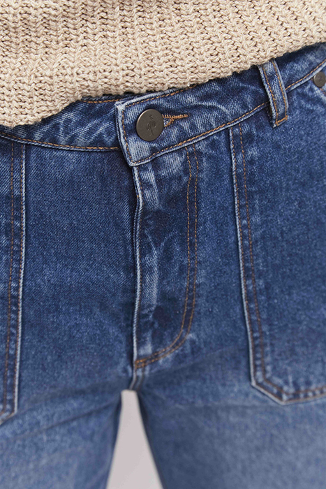 LE JOANNA - 7/8TH HIGH WAISTED BLUE STRAIGHT JEANS 5