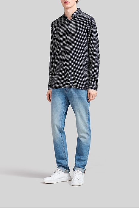 NAVY LENZING™ ECOVERO™ SLIM SHIRT, POLKA DOT MOTIF 3