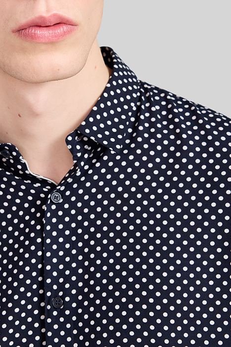 NAVY LENZING™ ECOVERO™ SLIM SHIRT, POLKA DOT MOTIF 6