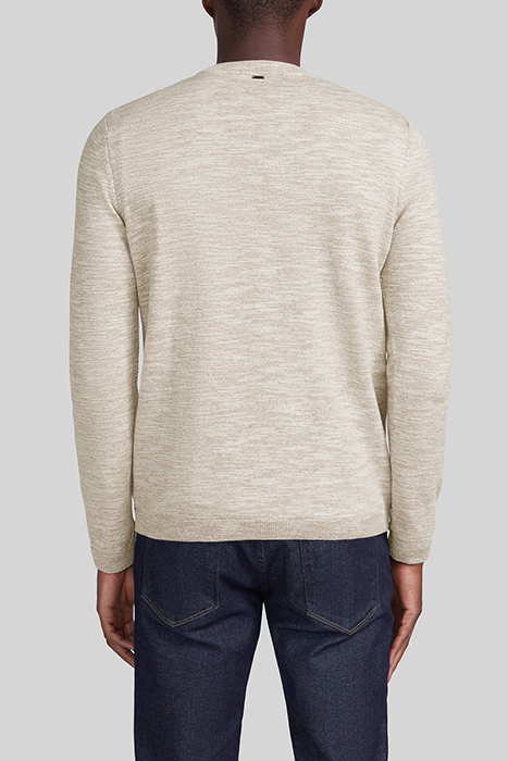 BEIGE MOULINÉ KNIT ROUND NECK SWEATER 2