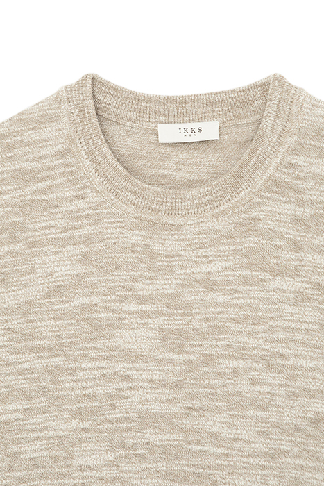 BEIGE MOULINÉ KNIT ROUND NECK SWEATER 6