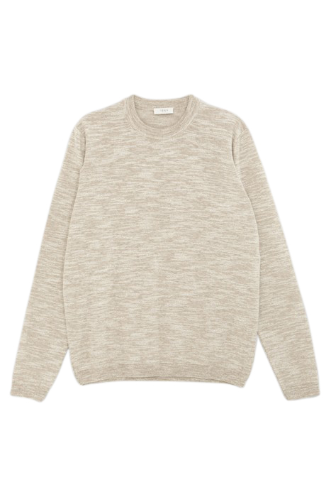 BEIGE MOULINÉ KNIT ROUND NECK SWEATER 4