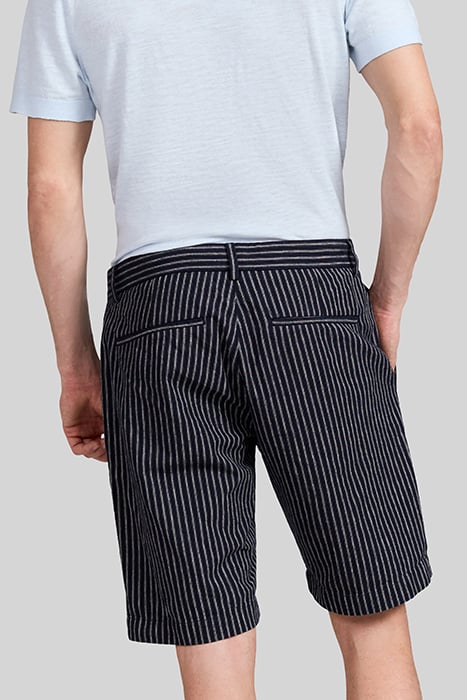 NAVY COMFORT THIN-STRIPED CHINO BERMUDAS 2
