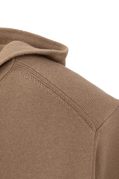 BEIGE KNIT HOODED ZIPPED CARDIGAN 7