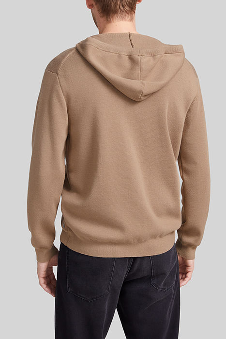 BEIGE KNIT HOODED ZIPPED CARDIGAN 2