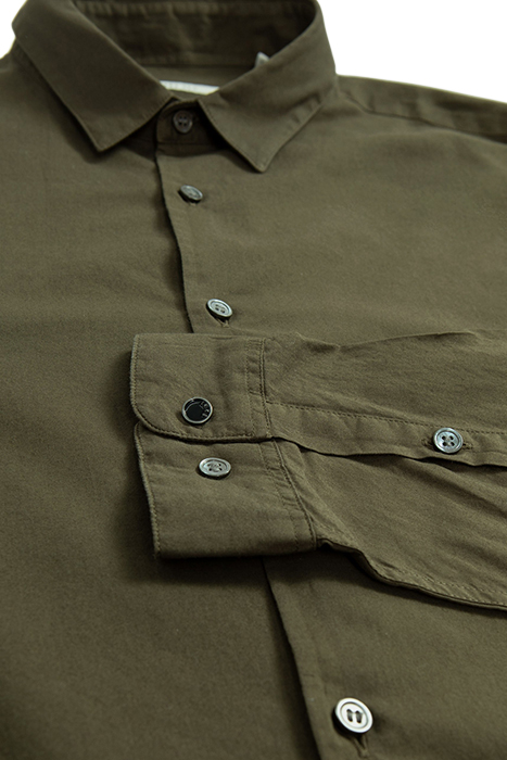 KHAKI ORGANIC COTTON VOILE SLIM SHIRT 3