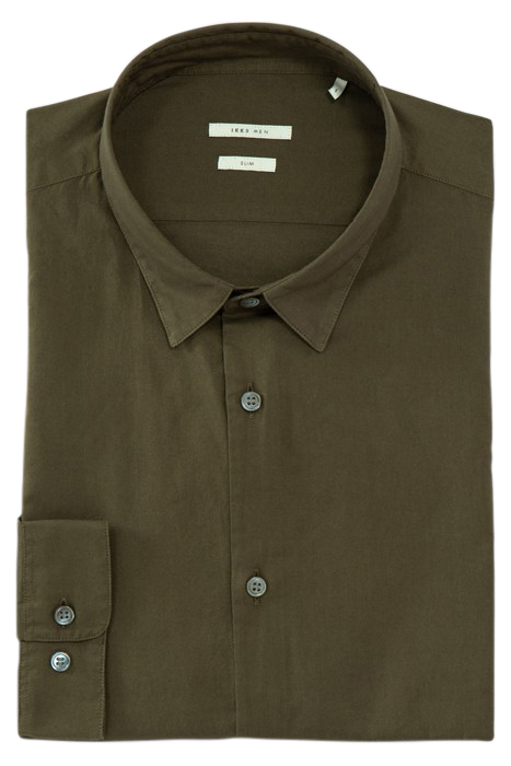 KHAKI ORGANIC COTTON VOILE SLIM SHIRT 2