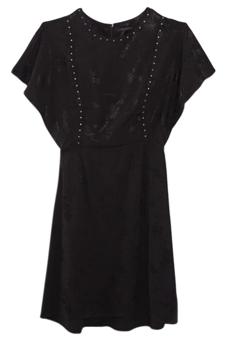 BLACK PLANT MOTIF JACQUARD STUDDED DRESS 4