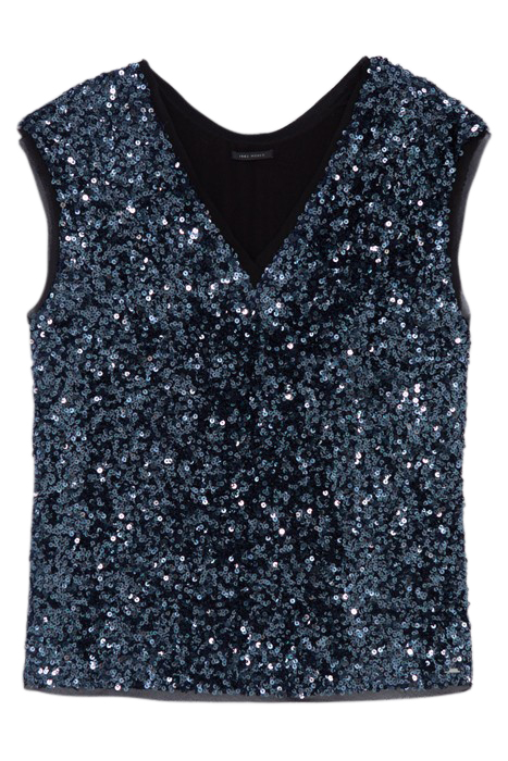 BLUE EMBROIDERED REVERSIBLE SEQUIN FRONT/BACK TOP 4
