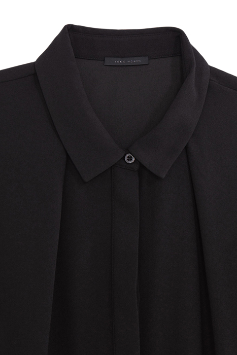 BLACK RECYCLED SHIRT DRESS WITH GIPURES 6