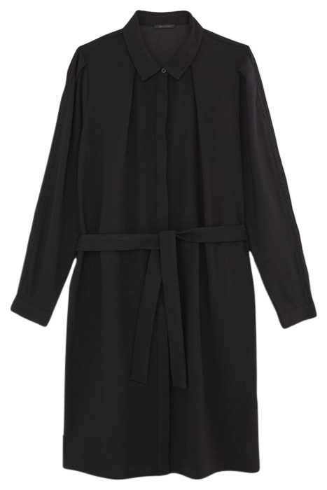 BLACK RECYCLED SHIRT DRESS WITH GIPURES 5