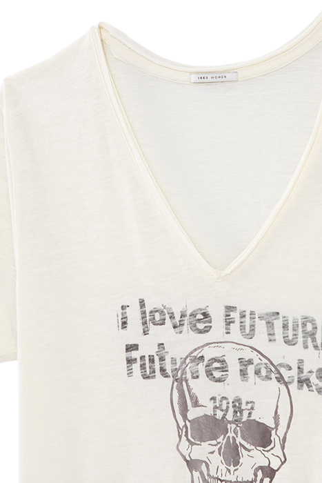 WHITE ORGANIC COTTON T-SHIRT WITH SKULL IMAGE 6