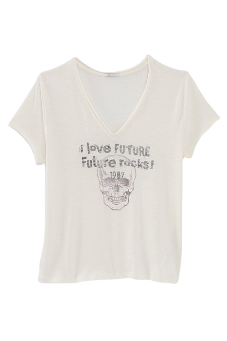 WHITE ORGANIC COTTON T-SHIRT WITH SKULL IMAGE 4