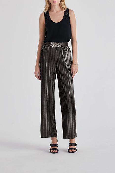 SILVER PLEATED WIDE-LEG TROUSERS 3