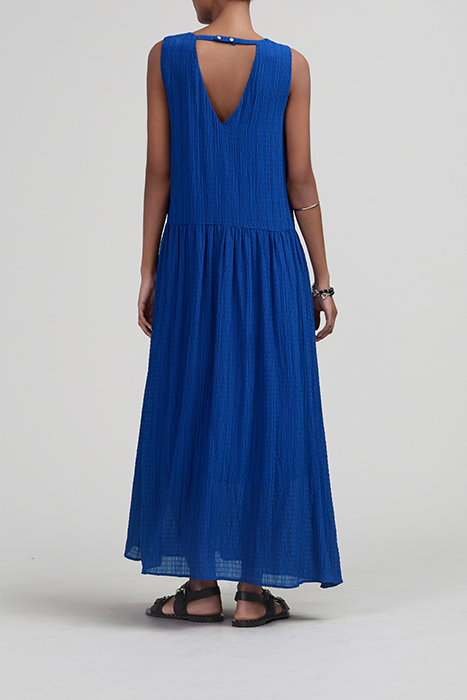 COBALT RECYCLED WAFFLE FABRIC LONG DRESS 2