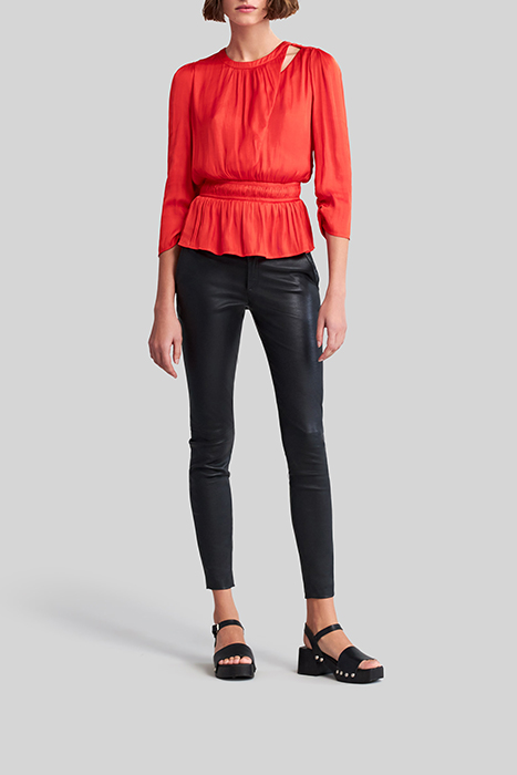 ORANGE RECYCLED BLOUSE WITH PEPLUM 3