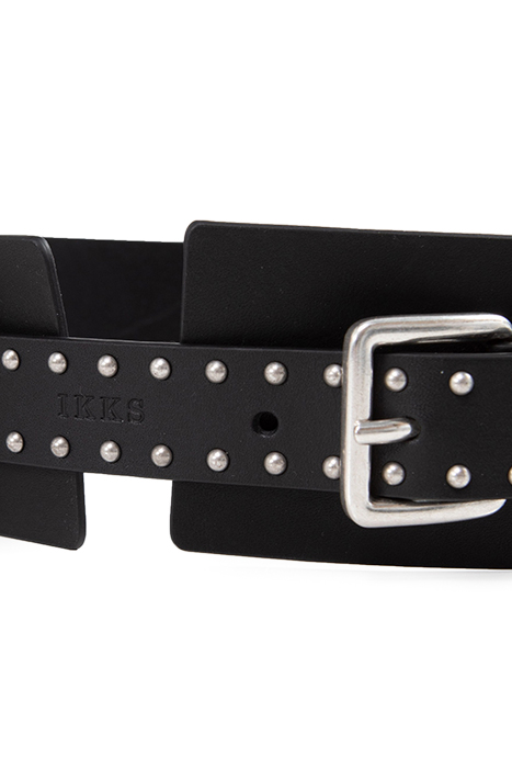 BLACK LEATHER DRESS BELT WITH STUDDED TAB 2